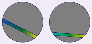 two color circles obscured by grey, leaving a colored line cut out on each one.